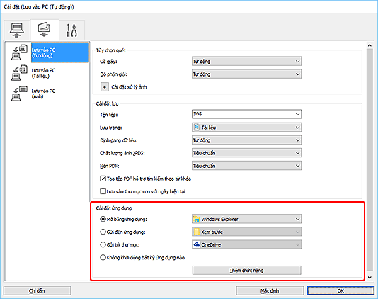 hình: Hộp thoại Cài đặt